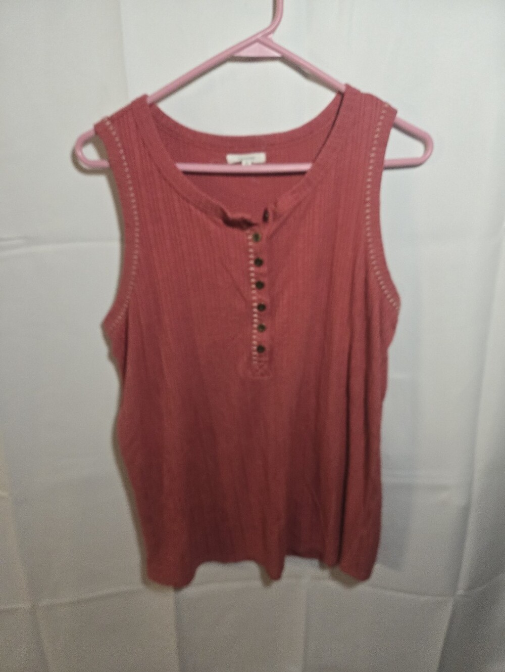 Maurices Ribbed Henley Tank Top - Rose